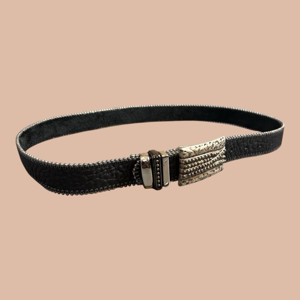 Leatherock Belt Womens Small Black Leather Silver Stud Goth Punk Boho